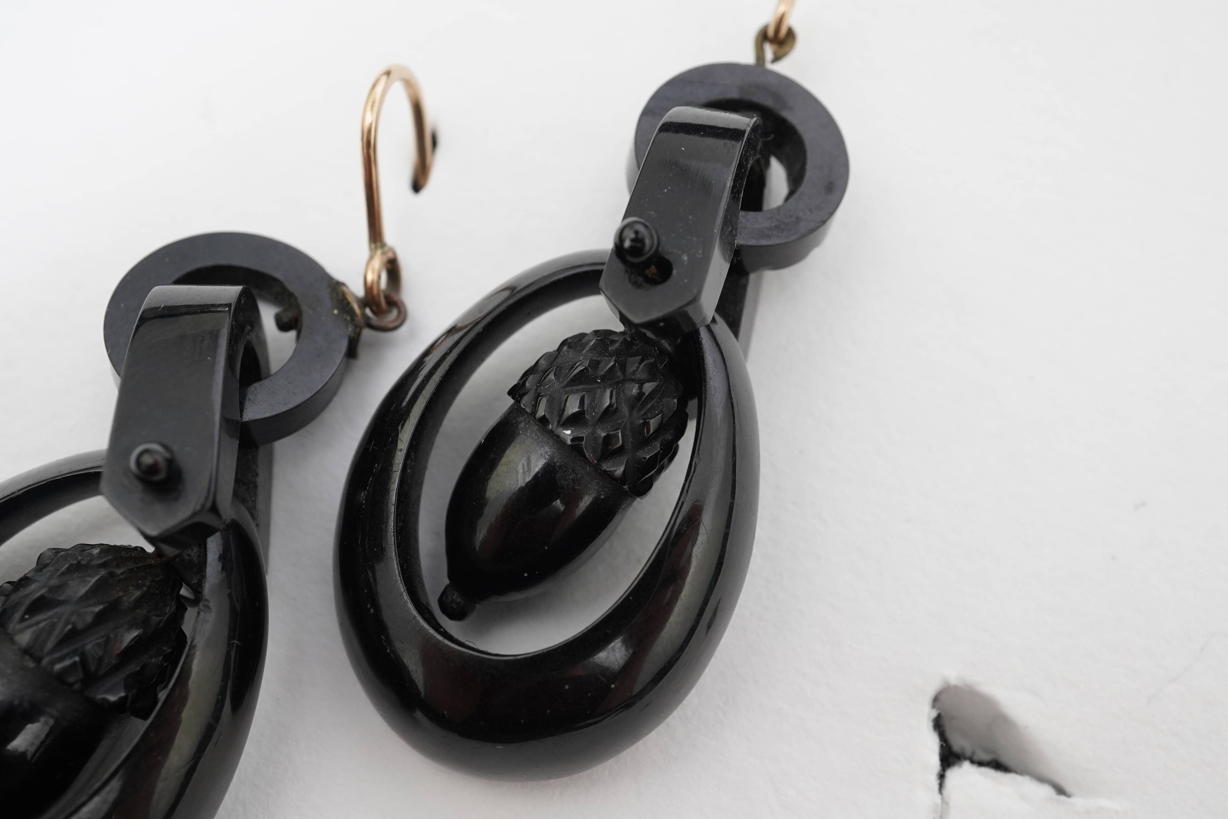 A rare pair of Victorian jet earrings, circa 1870